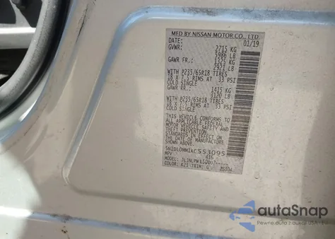 2019 Infiniti Qx60 Pure from USA, damaged, VIN 5N1DL0MM1KC553095